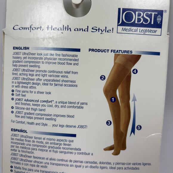 Jobst Compression Stockings 15-20 mmHg XL Thigh High Silicone Dot Band Natural - Picture 8 of 9